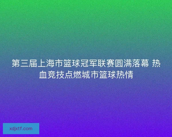 第三届上海市篮球冠军联赛圆满落幕 热血竞技点燃城市篮球热情
