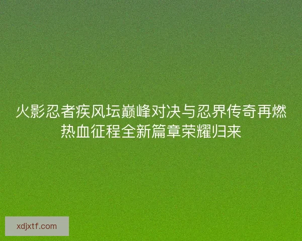 火影忍者疾风坛巅峰对决与忍界传奇再燃热血征程全新篇章荣耀归来